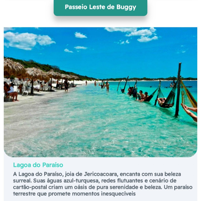 Explore o melhor de Jericoacoara com conforto e aventura!

Especializada em passeios de jardineira, a Visite Jeri com Hans leva você pelos encantos do lado leste e oeste da vila – lagoas paradisíacas, dunas, mirantes e paisagens de tirar o fôlego.

Viva experiências inesquecíveis com quem entende de Jeri! 🌵🌊